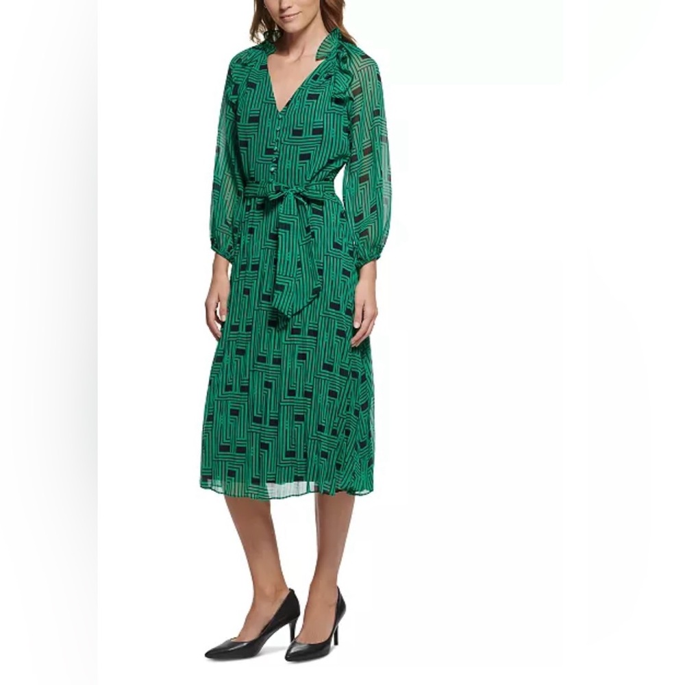 Karl Lagerfeld Green/black Geometric Patterned Women's Dress size 4 women NWT!